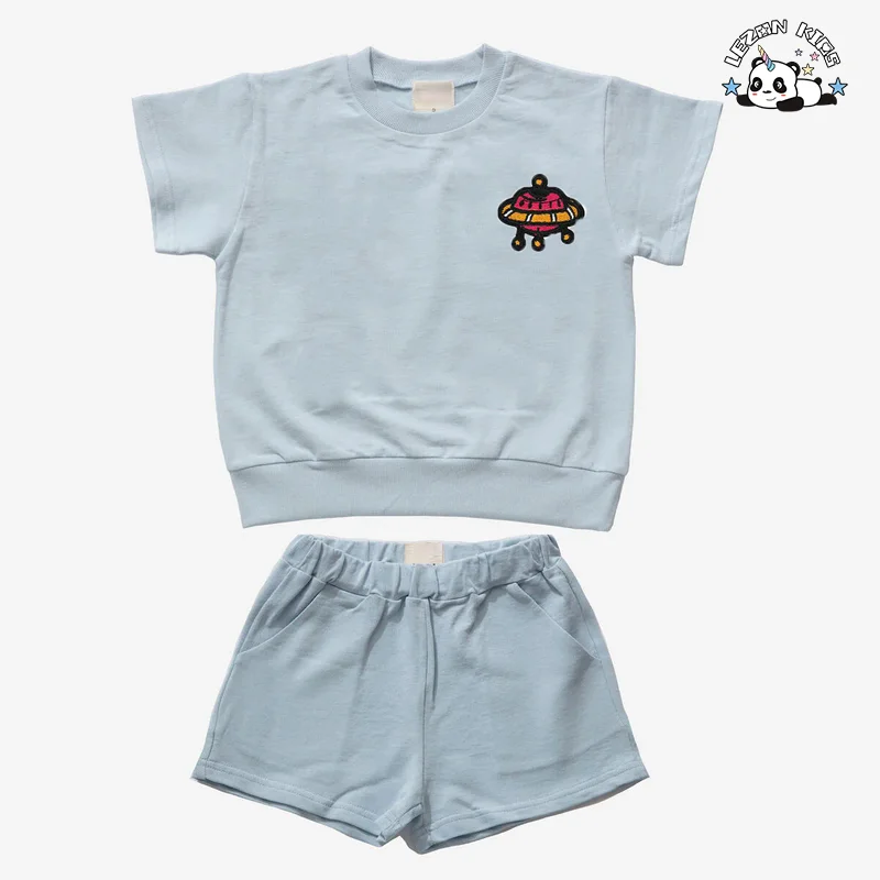 LEZONKIDS - New Product Explosion cool spaceship printing summer suit baby boys girls printed clothing set